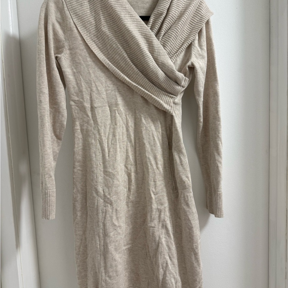 Athleta Cream Knit Sweater Dress